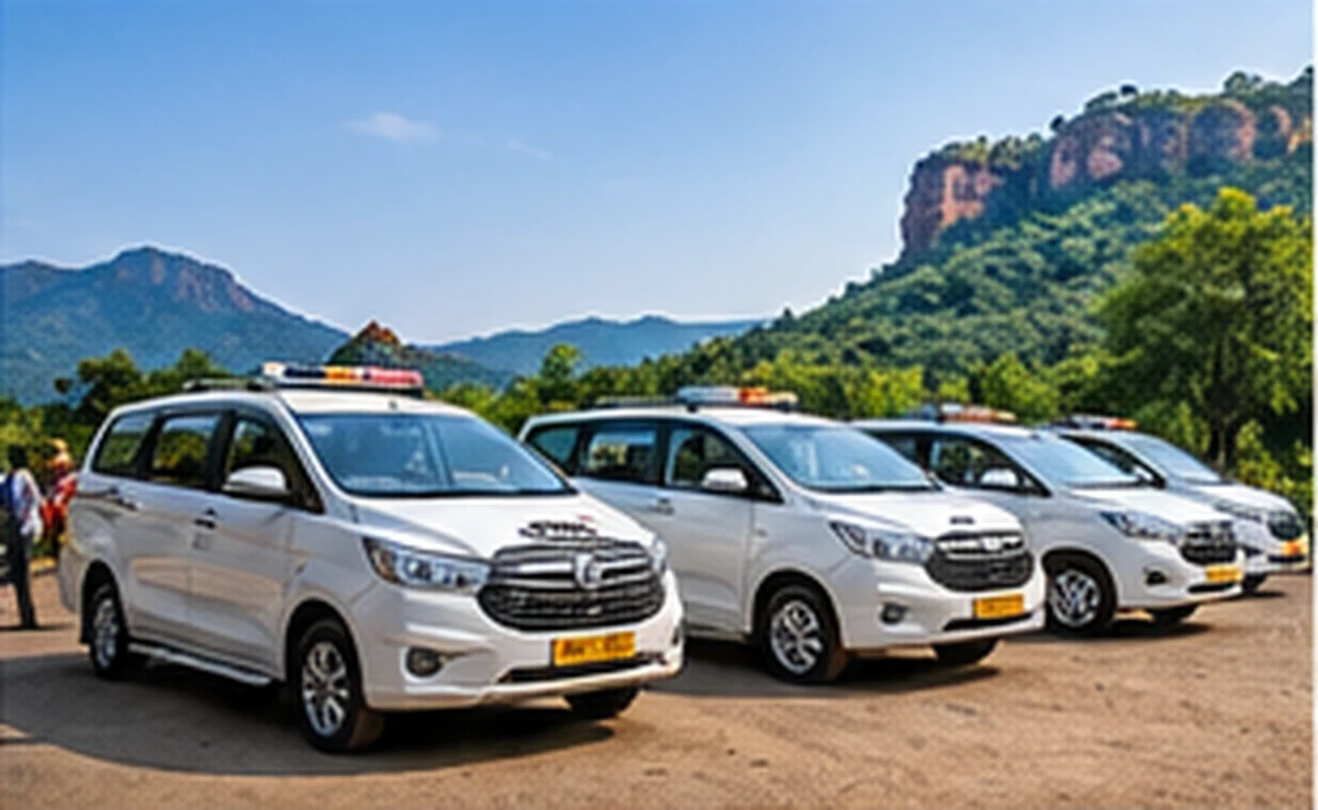Illustration of a small fleet of cars